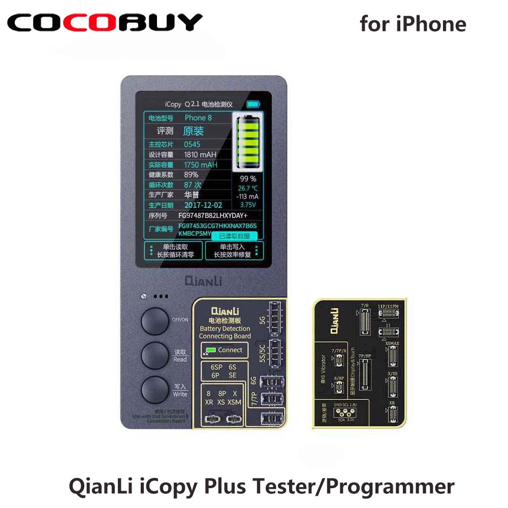 Qianli icopy plus 2.1 lcd -skærm original farve reparationsprogrammerer til iphone xsmax  xs 8p 8 7p 7 turetone batterigendannelsesværktøj