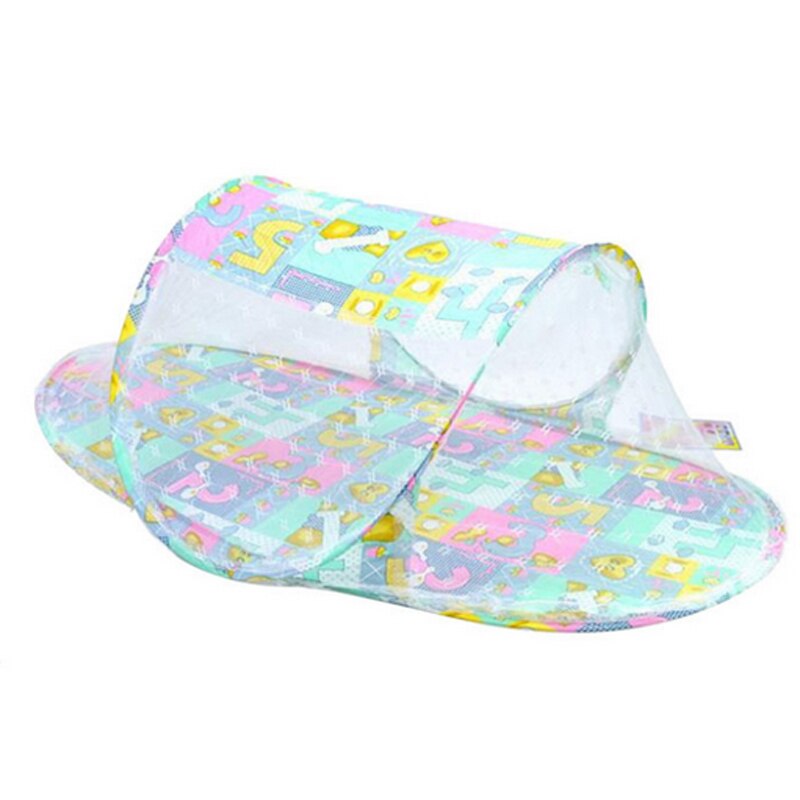 Verão Bebê Crianças Inseto Compensação Portátil Berço Berço Folding Mosquito Net Infantil Almofada Colchão: green