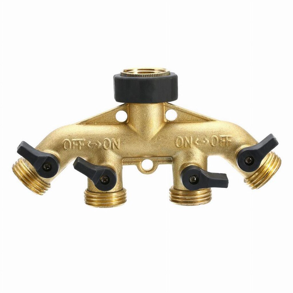 Garden Hose Splitter 4 Way Tap Hose Connectors Water Distributor Switch Valve: European standard 