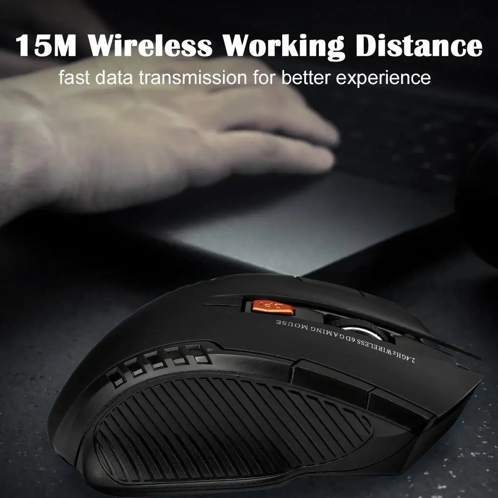 2.4g trådløs mus 1600 dpi optisk mus gamer til datamaskin 6 knapper trådløse mus med usb-mottaker til pc bærbar pc tilbehør