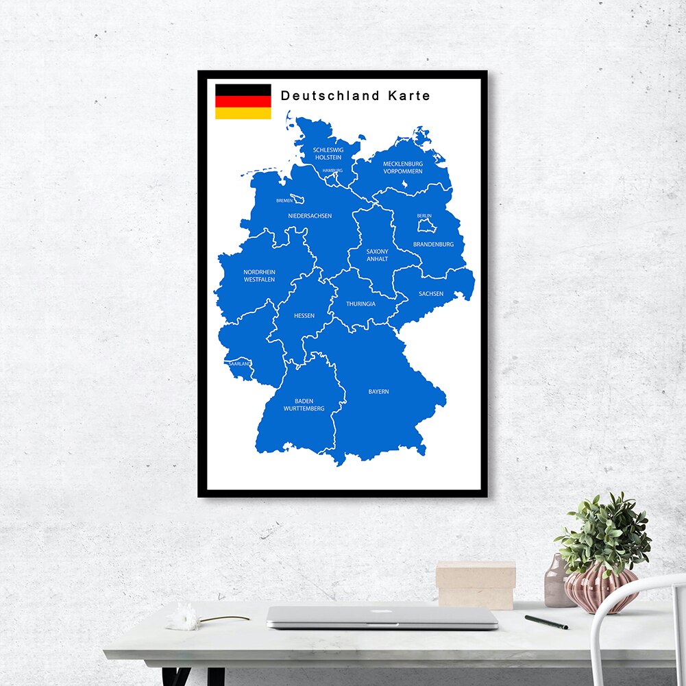 60*90cm Political Map of the Germany In German Wall Art Poster Canvas Painting Classroom Home Decoration School Supplies