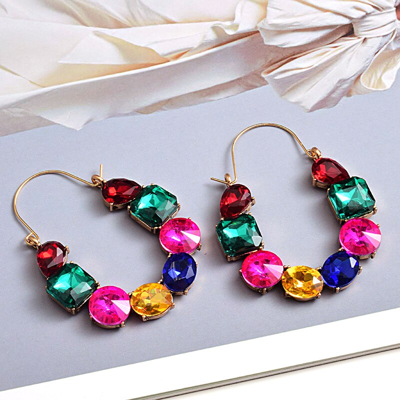 arrivel Colorful Rhinestones Metal Long Earring High Crystals Earrings Jewelry Accessories For Women