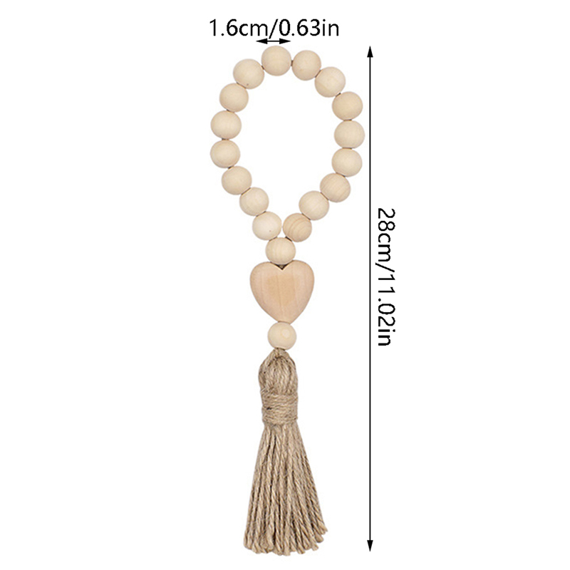 Wood Bead Garland Farmhouse Wall Hanging Home Decor DIY Handmade Garland with Jute Rustic Wall Tassel Bead Ornament Boho: L / Light Grey