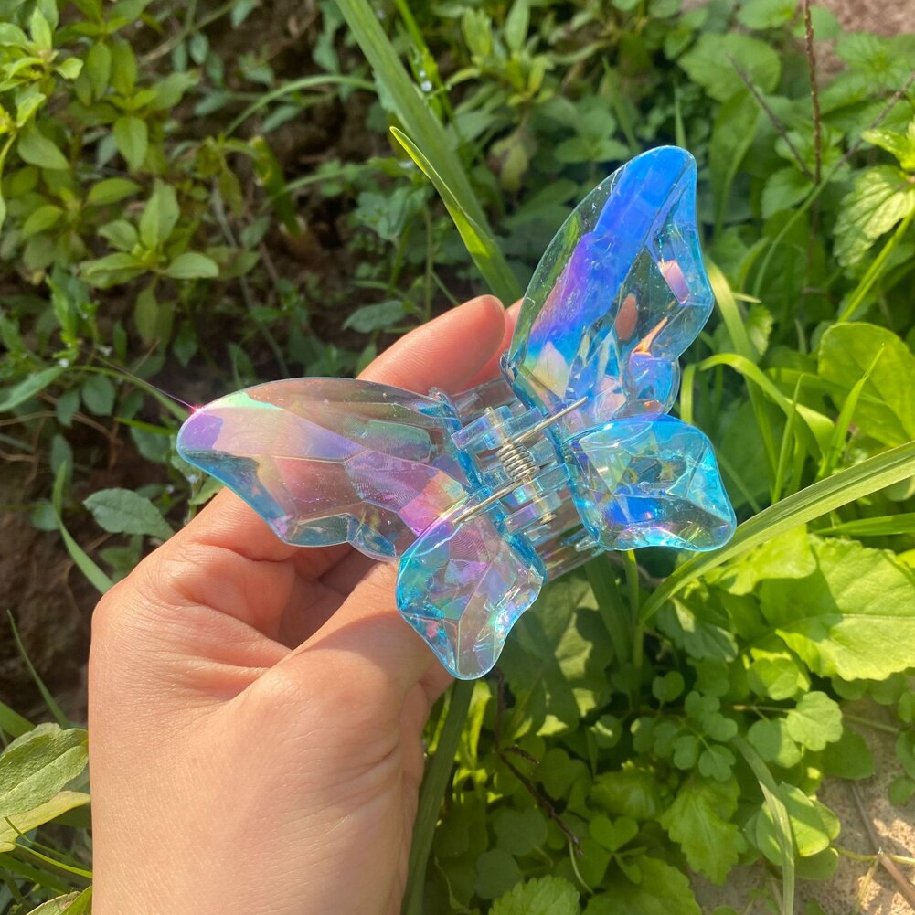 Pinza de acetato para el cabello para niña y mujer, pasador de mariposa, pinzas para el cabello degradadas, teñido anudado, herramientas de peinado: Azul
