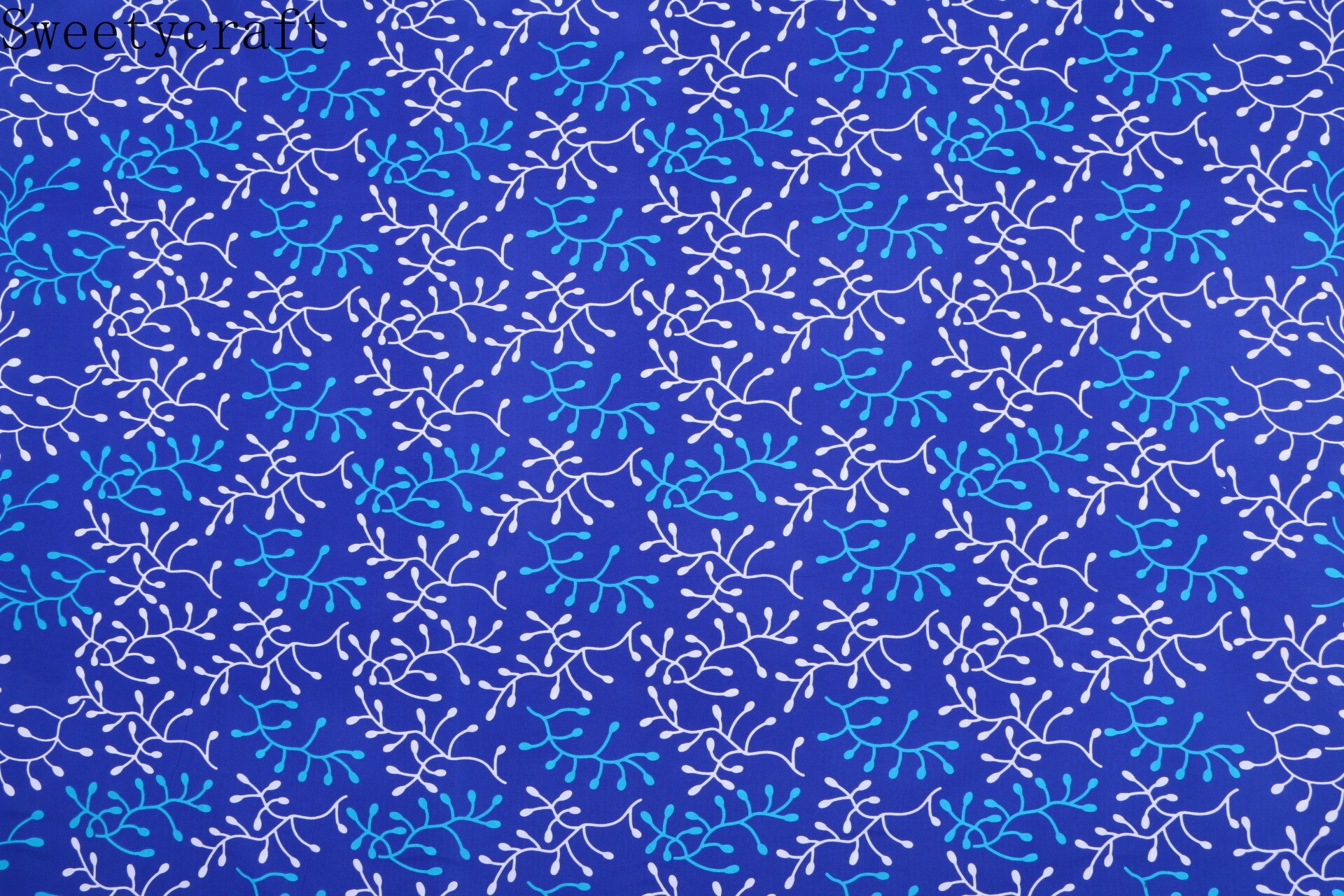 3 yards blå blade print 100% polyster afrikanske ... – Grandado