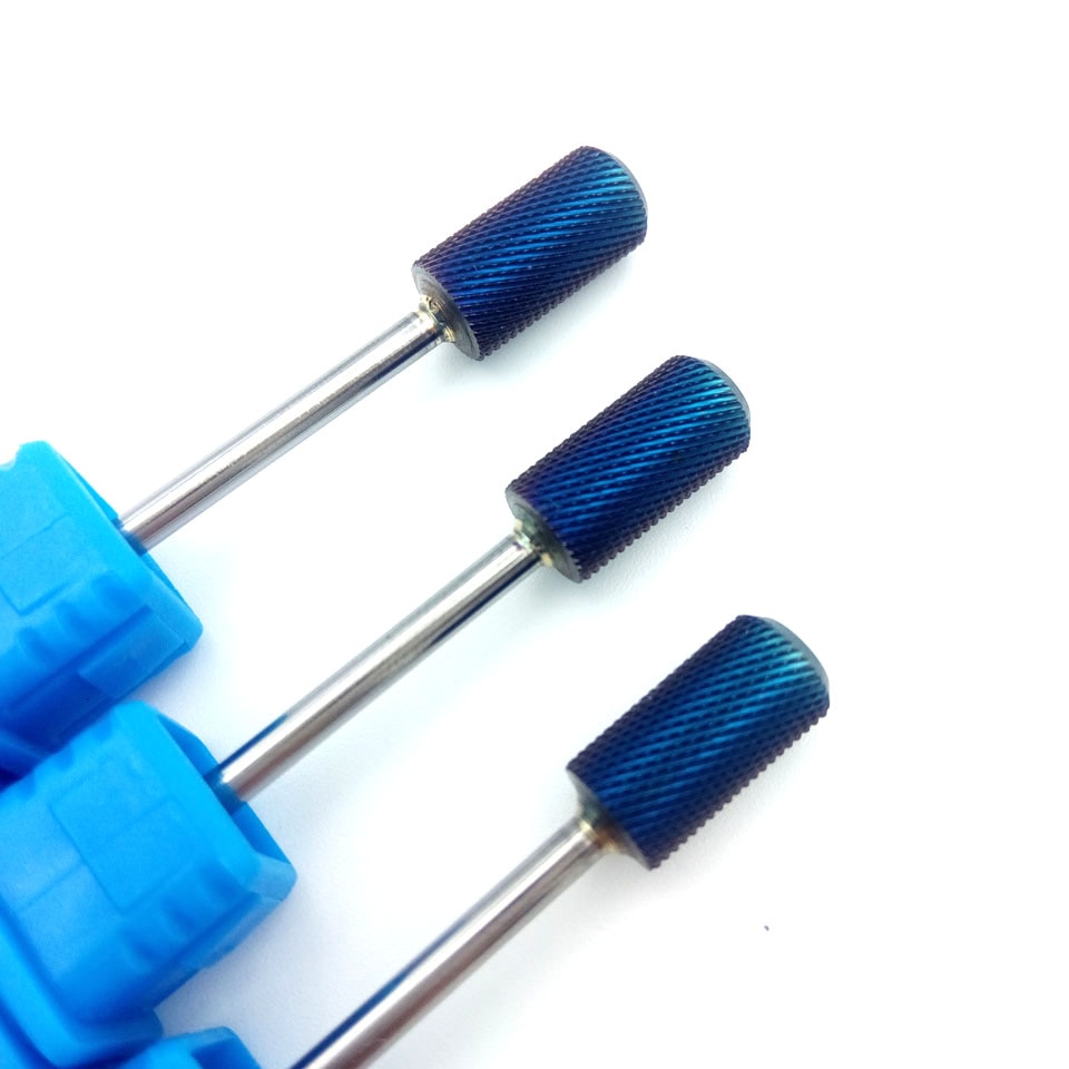 Hytoos Platte Top Blauwe Wolfraam Carbide Nail Drill Bit 3/32 "Rotary Frees Manicure Bits Boor Accessoires Nail Gereedschap
