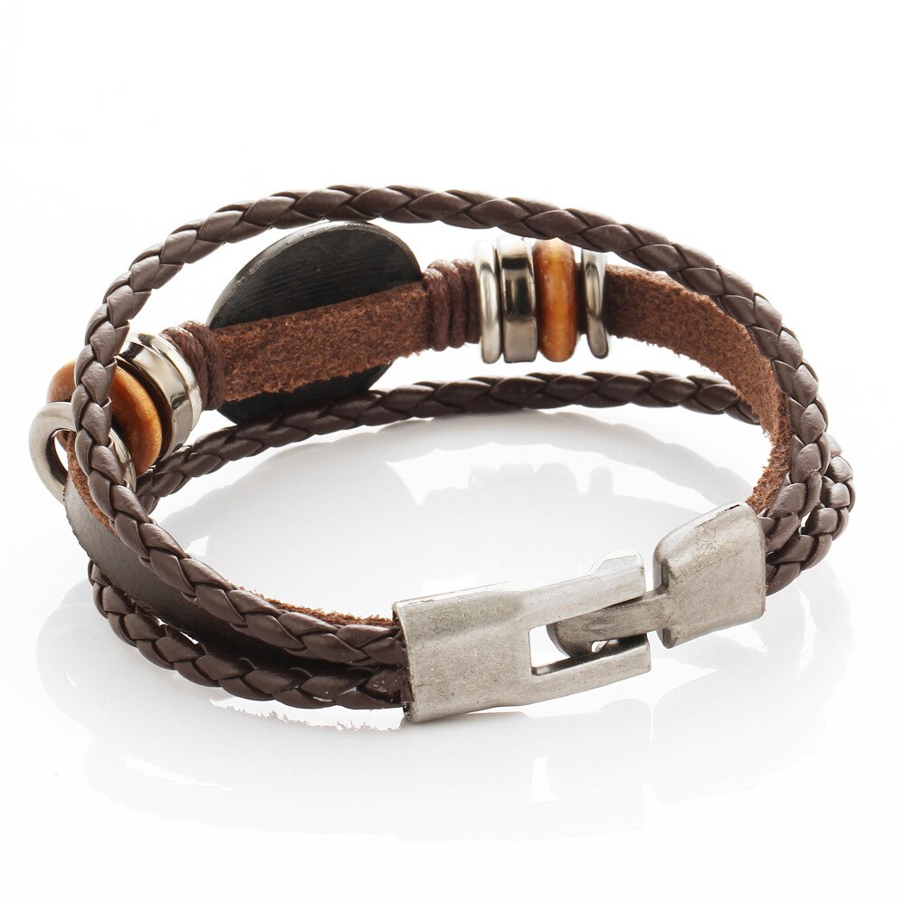 60 pz/lotto 12 costellazione zodiaco intrecciato bracciali in pelle marrone braccialetti per uomo donna Punk ariete leone bilancia gioielli all'ingrosso