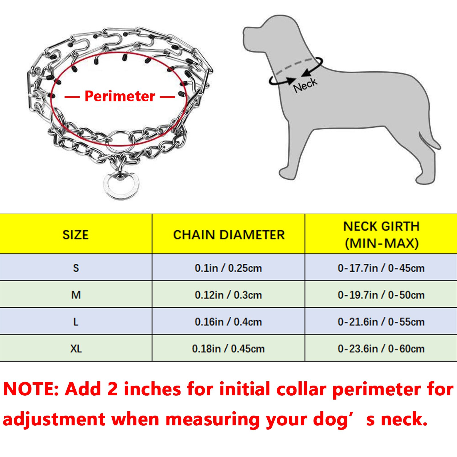 Dog Prong Collar Pinch Collar with Adjustable Links and Comfort Rubber