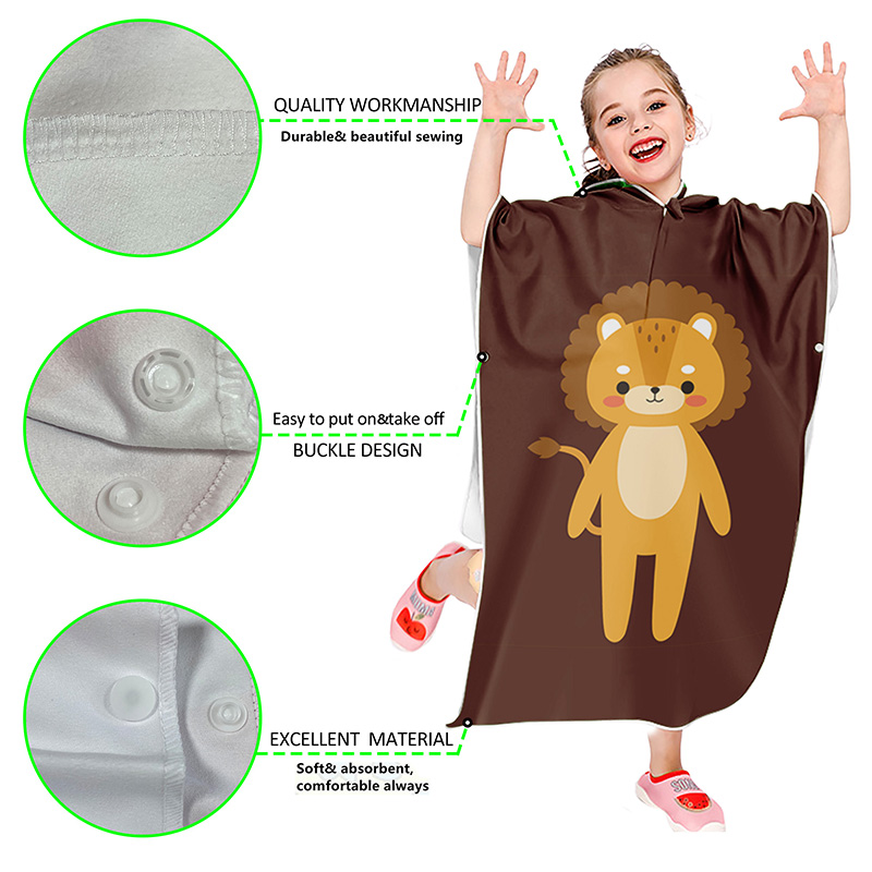 Cartoon Gedrukt Microfiber Surf Wetsuit Veranderende Met Kap Handdoek Poncho Robe Hooded Licht Gewicht Kids Strand Zwemmen Gewaad Handdoek