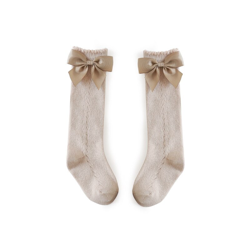 Ins Baby Meisjes In Buis Lange Sokken Peuter Strik Knie Hoge Sokken Katoen Boog Prinses Sokken Kid Hollow Out Sok kniekousen Meisj: khaki / 13cm(4-6Y)