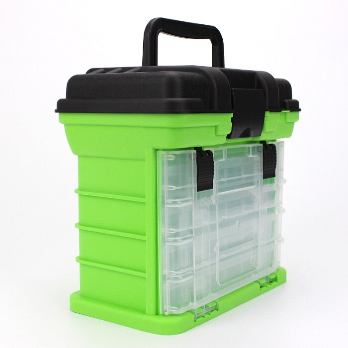 4 Layer PP+ABS Sea Fishing Tackle Box with Plastic Handle Storage Fishing Lures Tools Accessories for Outdoor Fishing: Green