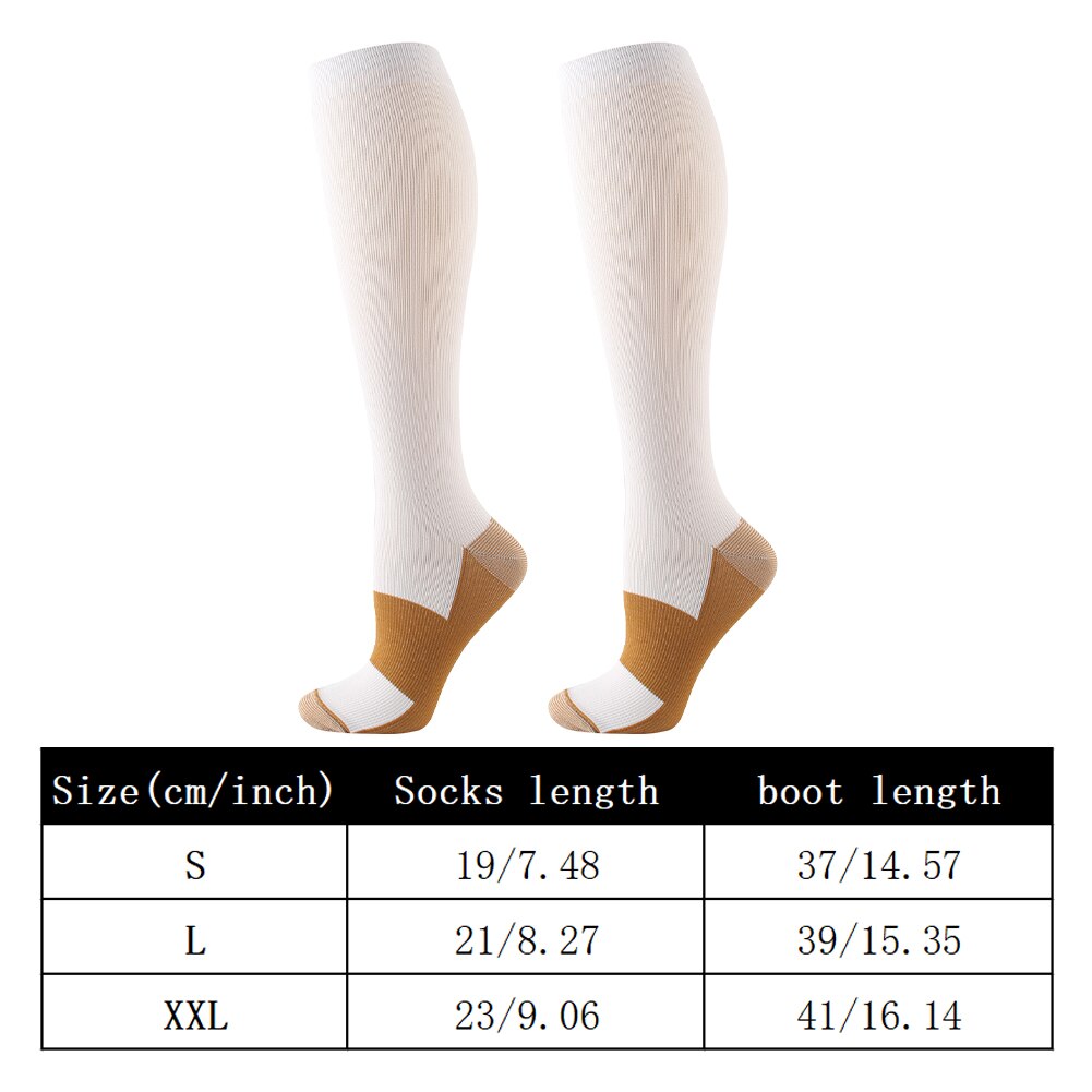 Women Men Reduce Swelling White Compression Socks Knee High Better Circulation Support Travel Flight Running For Sports Athletic