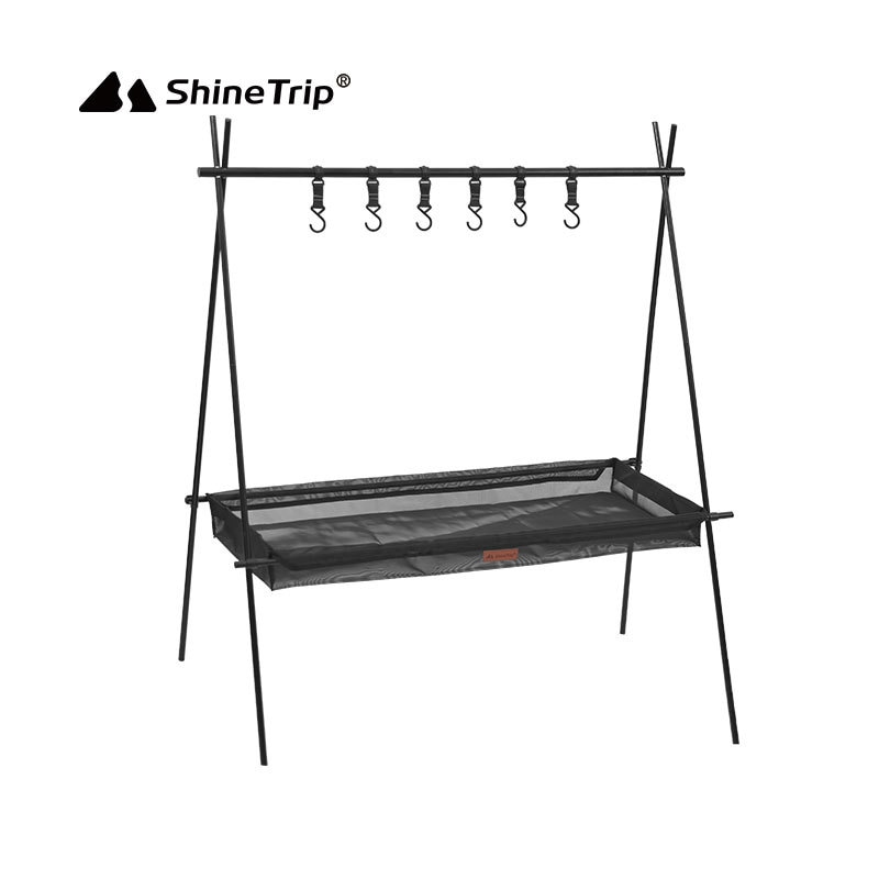 ShineTrip Camping Hanging Rack Tripod Hanger With Hook Outdoor Cookware Pot Pan Lamp Clothes Storage Hang Stand Folding Portable