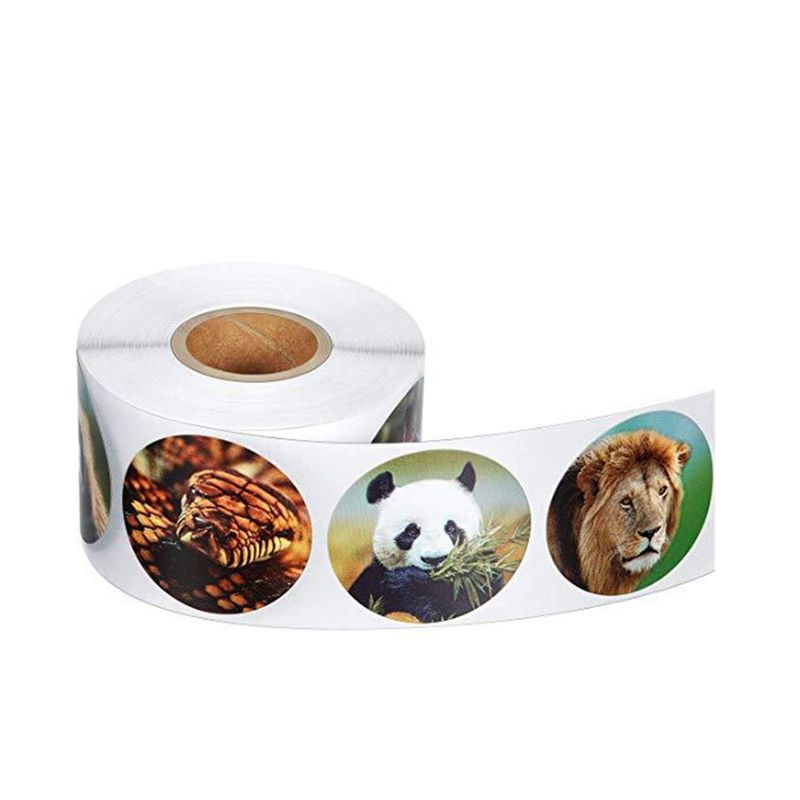 1 Roll Realistische Dierentuin Animal Sticker Safari Animal Jungle 500 Stuks Per Rol Voor Kids Наклейки