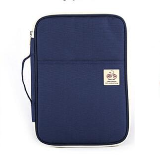 Multi-function Waterproof A4 File Bag Notebook Magazine Book Cover Bag Pen Bag For Men Women Office Business Bag: Navy Blue