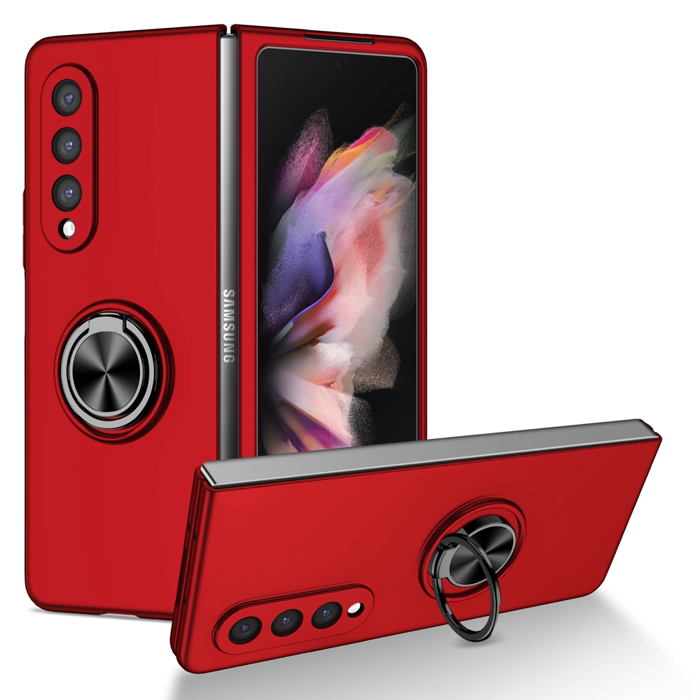 Para samsung galaxy z fold 3 5g caso de luxo zfold 3 ultra-fino cor sólida telefone capa anel suporte galaxy z fold3 casos: E