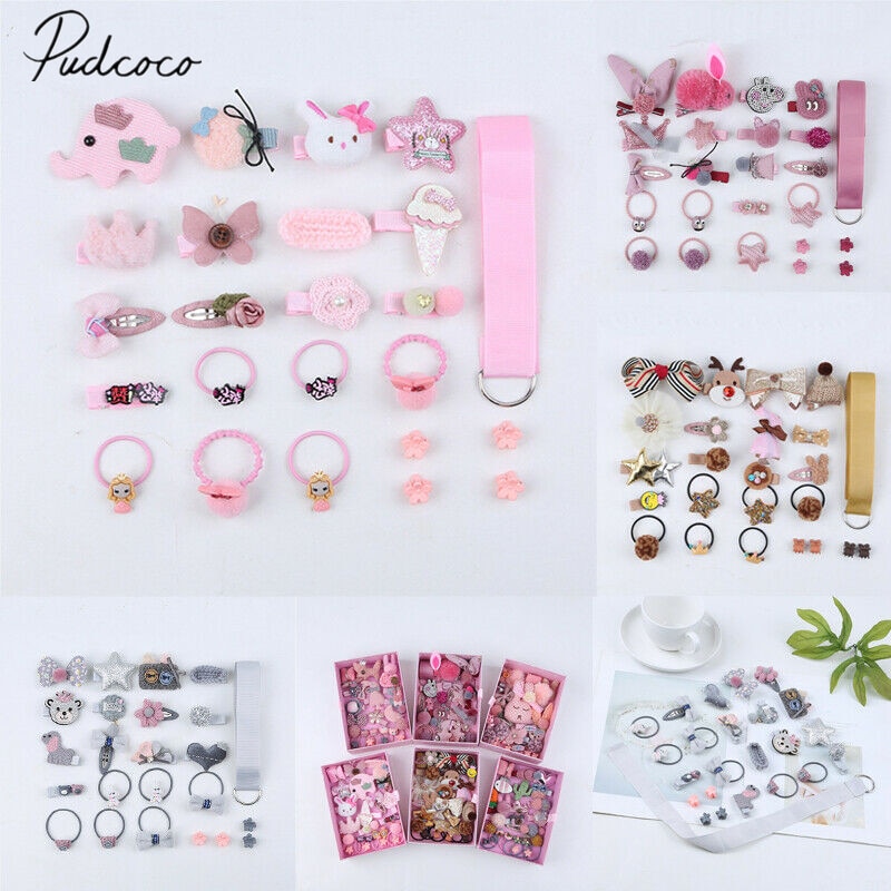 Baby Accessories Kids Girls Hair set Hair Clips Barrette Hairpin 24-piece Set Hair Accessory Box Bowknot