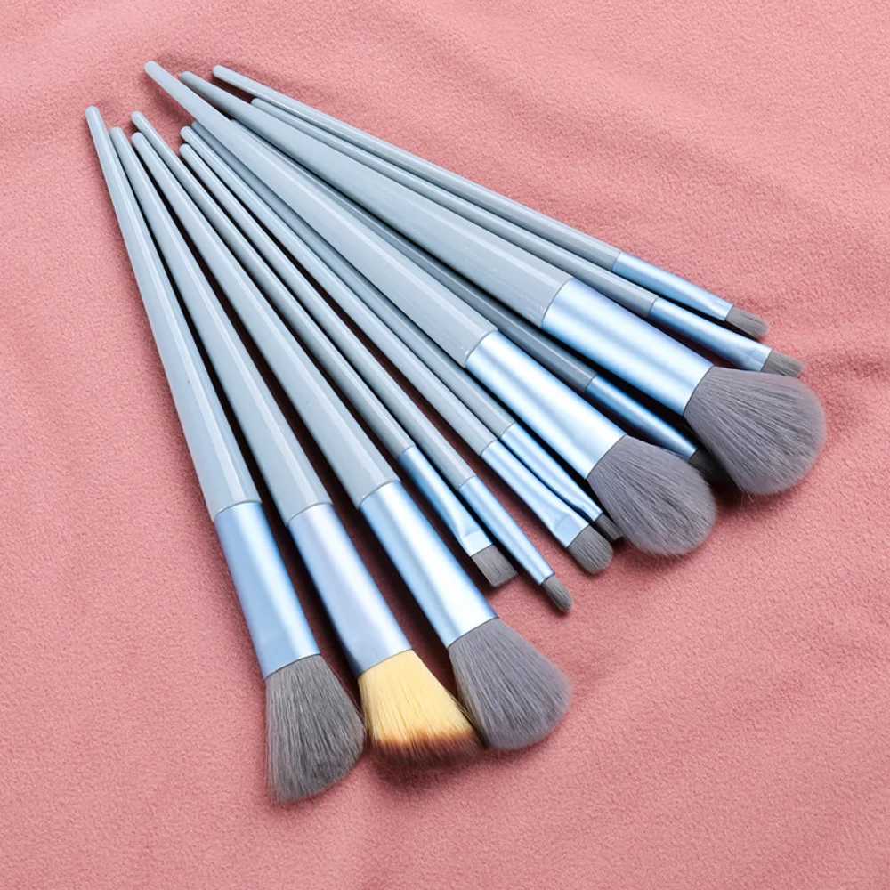Juego de brochas de maquillaje, 13 Uds., brocha correctora, colorete en polvo, sombra de ojos, resaltador, base, herramientas cosméticas de belleza: Verde