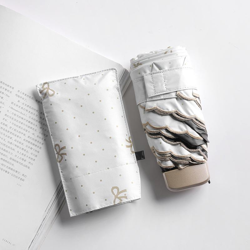 Ombrelle ensoleillé à motif nœud papillon | Mini ombrelle Portable, Anti-UV, paraguay, ombrelle pliante, matériel de pluie pour femmes: off white