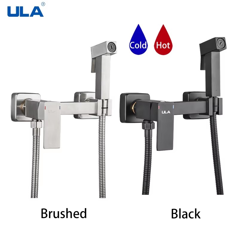 ULA Gold Bidet Wasserhahn Wc Wasserhahn Edelstahl Handheld Bidet Spritzgerät einstellen Kalt warm Wasser Mischer Kran Badezimmer Dusche Kopf