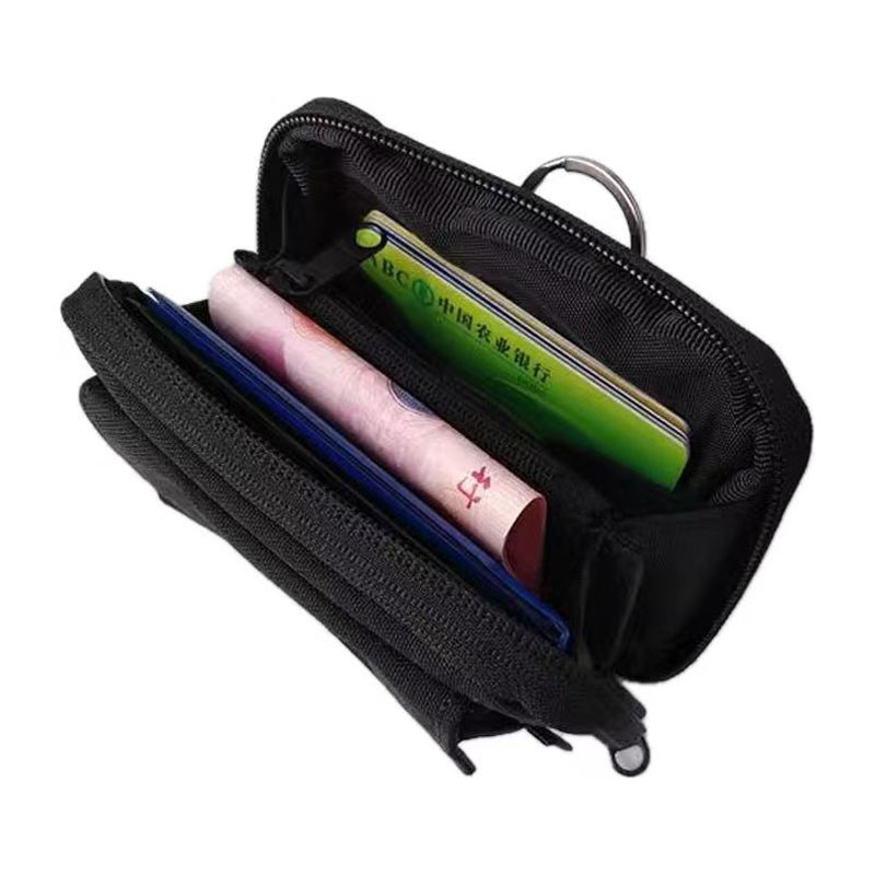 Kartenetui für Herren, Nylonstoff, Münzgeldbörse, Unisex, niedlicher Reißverschluss, kleine Geldbörse mit Ausweishalter, Stoff, schwarzer Kartenhalter