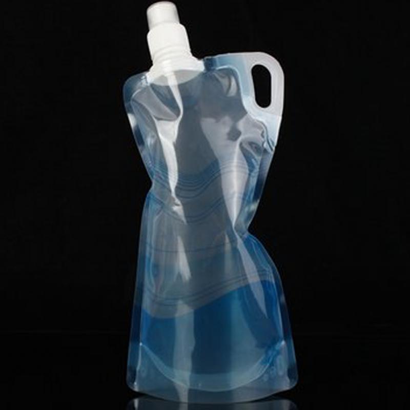 Bolsa plegable para botella de agua potable de 1l, para deportes al aire libre, senderismo, Camping: blue