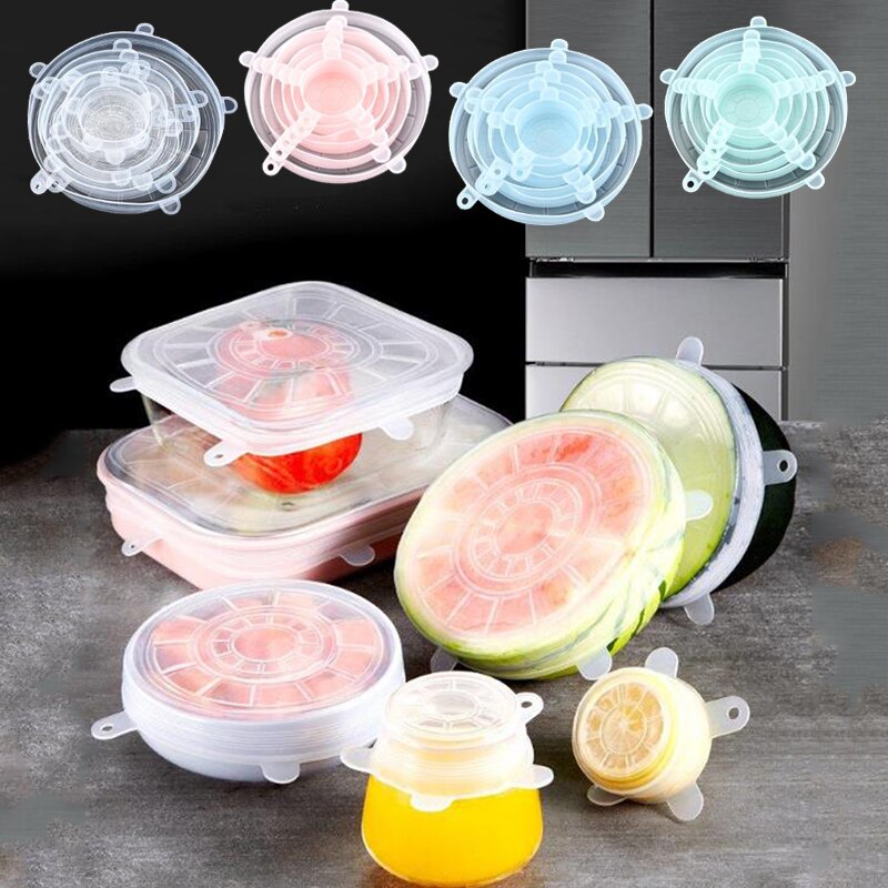 Couvercle alimentaire en Silicone, 6/12 pièces, universel, pour ustensiles de cuisine, bol réutilisable, extensible, enveloppe alimentaire, cuisine