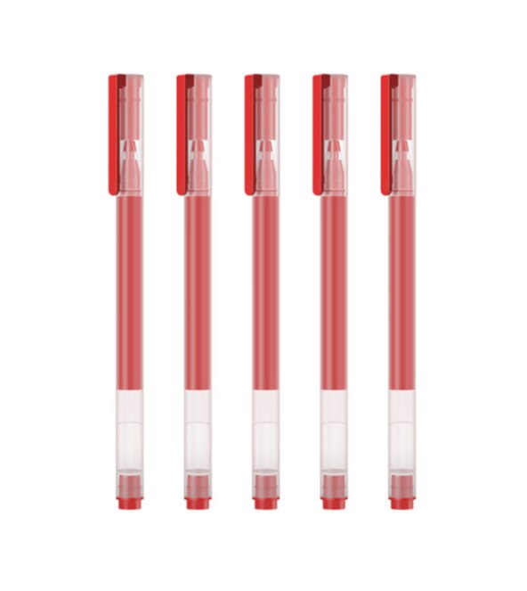 Xiaomi Mijia – stylo à pointe Super Durable, 0.5mm, stylo MI pour signature de bureau/école, lisse, suisse, noir, rouge, recharge: Red 5 pcs