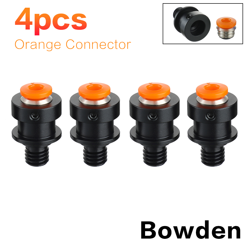 3DSWAY Pneumatic Connectors Fitting PTFE Tube Detachable Quick Jointer Coupler Hotend DIY Bowden Remote Direct 3D Printer Parts: Bowden Orange 4pcs