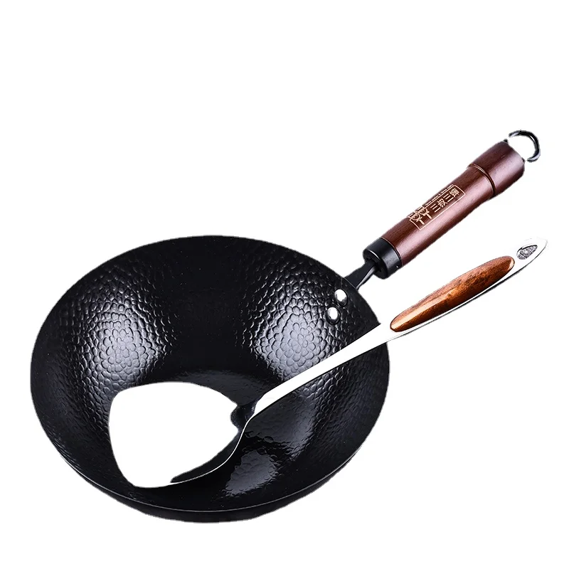 Let wokpande til kvinder, hammerpande i støbejern, holdbar wok med non-stick-belægning, til gaskomfur og induktionskøkkengrej
