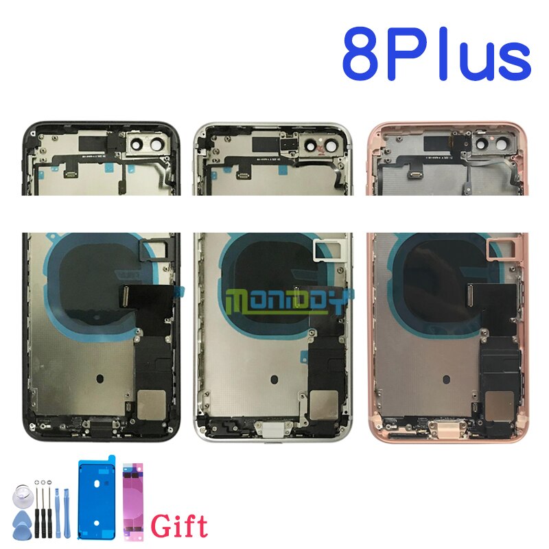 Full Back Cover For iphone 8 8G / 8 Plus Housing Battery Door Middle Chassis Frame Housings Assembly Door Rear with Flex Cable