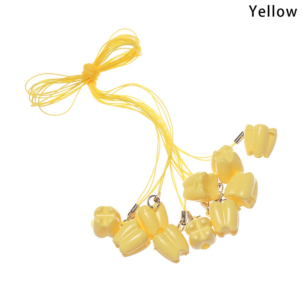10Pcs Tooth Shape Milk Teeth Box Children's Souvenir Save Baby Tooth Box Kids Tooth Collection Mini Storage Boxes Container: Yellow