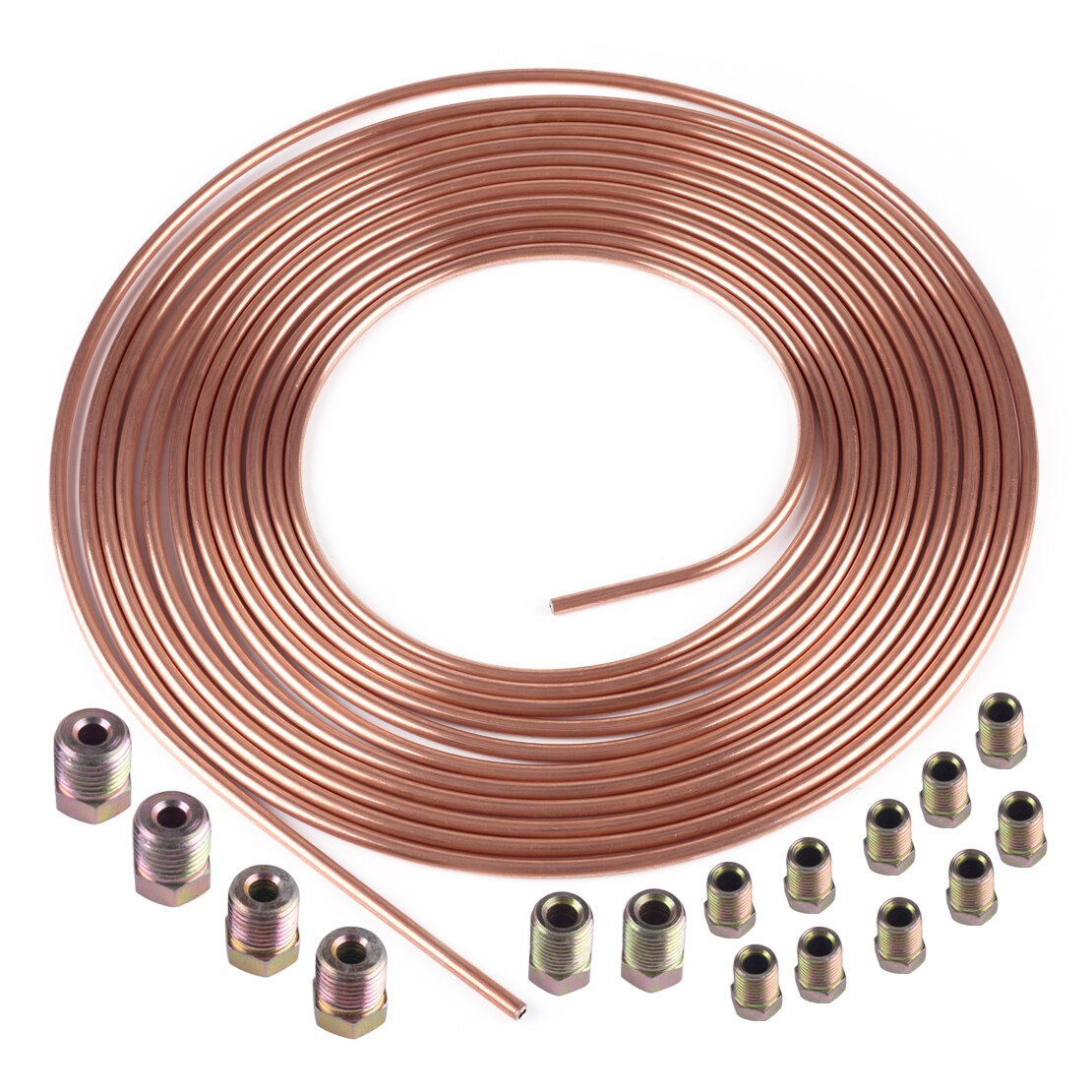 Citall 25 ft roll coil  of 3/16 "od kobber nikkel bremseledningssæt med 16 stk. fittings universal