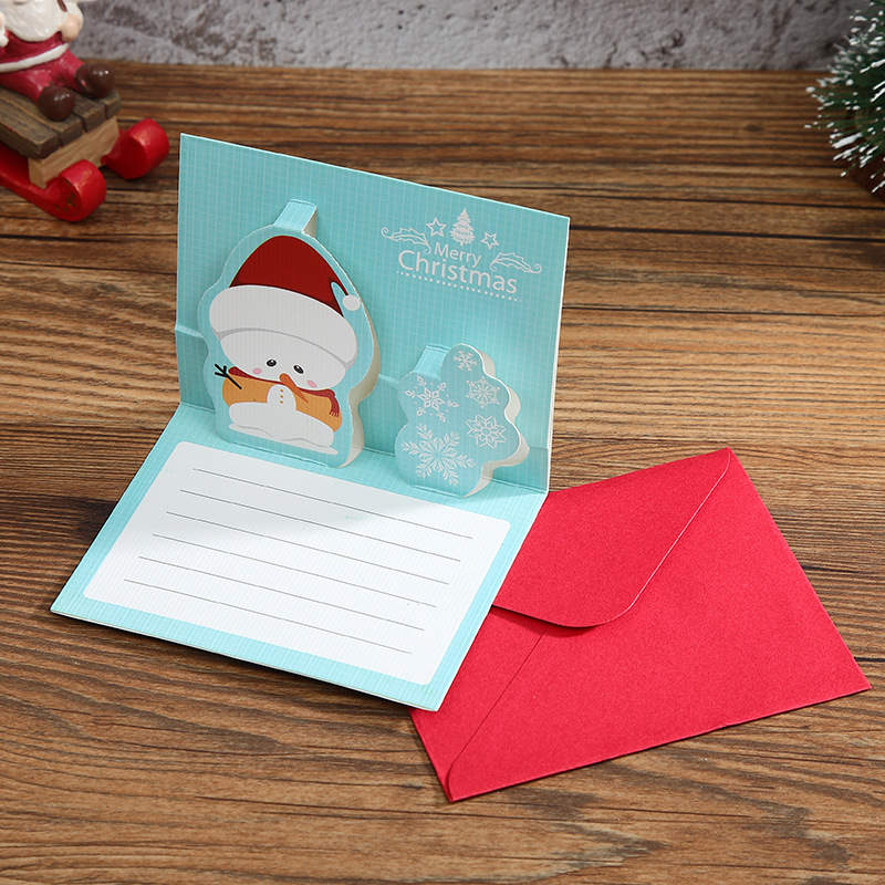 Carte de vœux joyeux nouvel an, 5 pièces, cartes de vœux joyeux noël avec enveloppe, Mini carte postale pour enfants, carte , fête de noël: Snowman