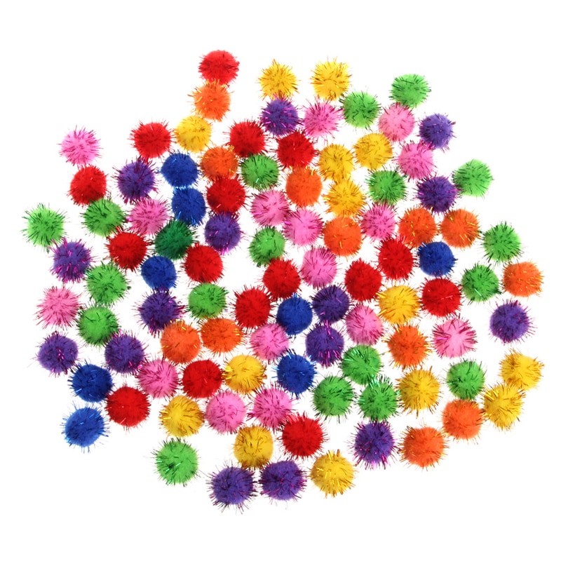 100 PCS Kleurrijke Mini Sparky Glitter Klatergoud Ballen Kleine Pom Bal Voor Kat Speelgoed W15