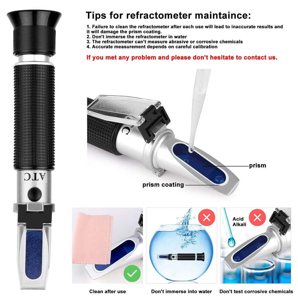0-100% Salinity Refractometer Portable Sea Water Salt Concentration Tester Meter With ATC Dual Scale Saltwater Meter Tester