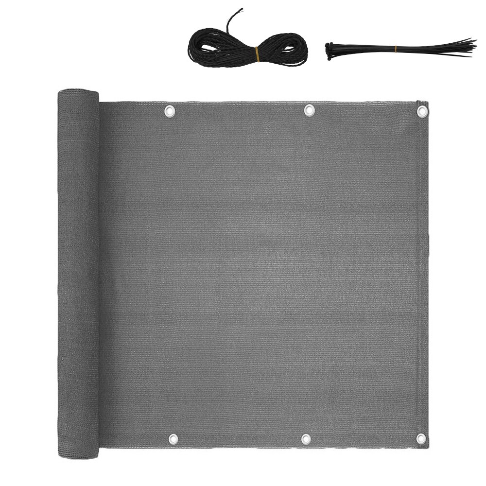 1 pz vento parasole rete riparo privacy schermo brezza fibbia per cucire tenda da suola esterna balcone recinzione da giardino copertura con cravatte: grigio 0.9x5M