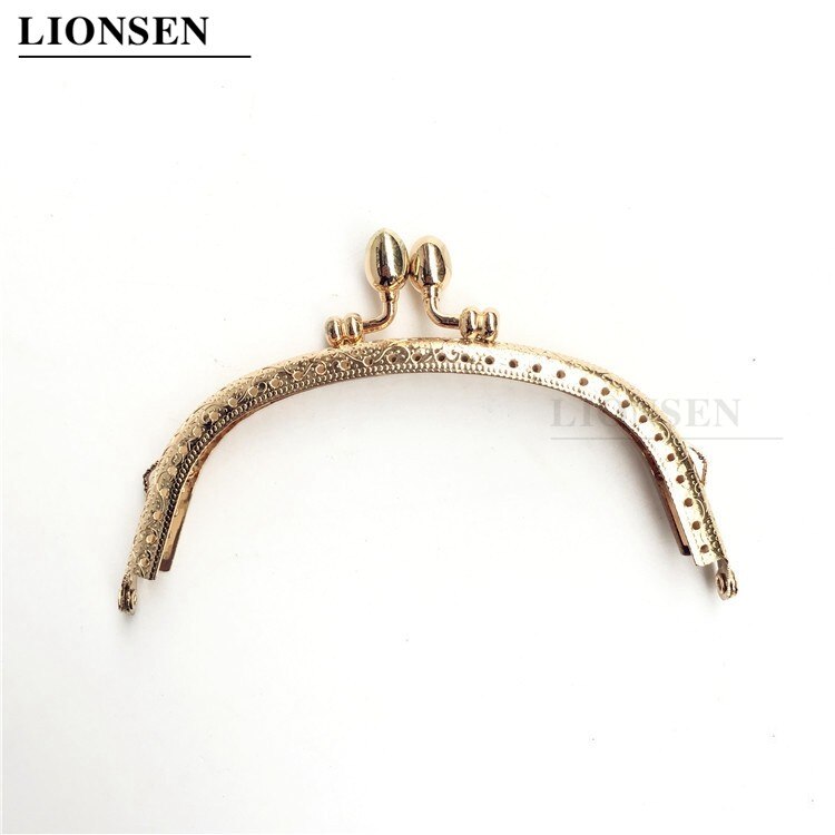 LIONSEN DIY 12.5cm Flower Bud Head Arc Metal Purse Frame Handle Kiss Clasp Lock for Bag Sewing Craft Tailor Accessories 3 colors: Light Gold