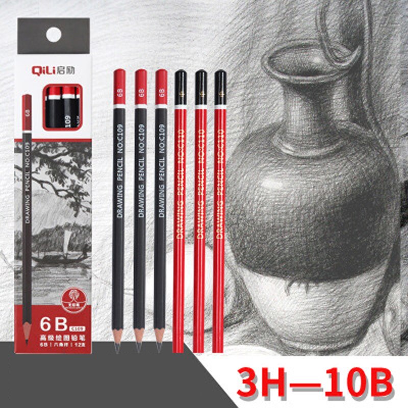 12 Pcs/set Sketch Drawing Pencil Set HB 2B 3H 2H 3B 4B 5B 6B 8B 10B Student Painting Stationery Wooden Lead Pencils