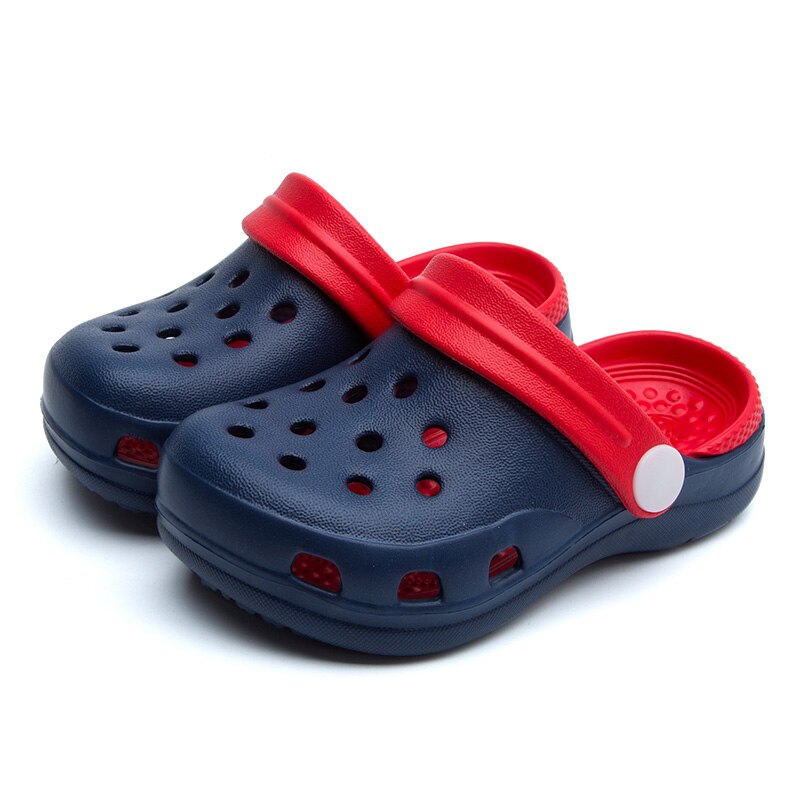 TZLDN Girls Boys Clogs Garden Shoes Summer Hollow Children Slippers Contrast Color Kids Beach Sandals EVA Eco-friendly Shoes: Dark Blue / 4.5