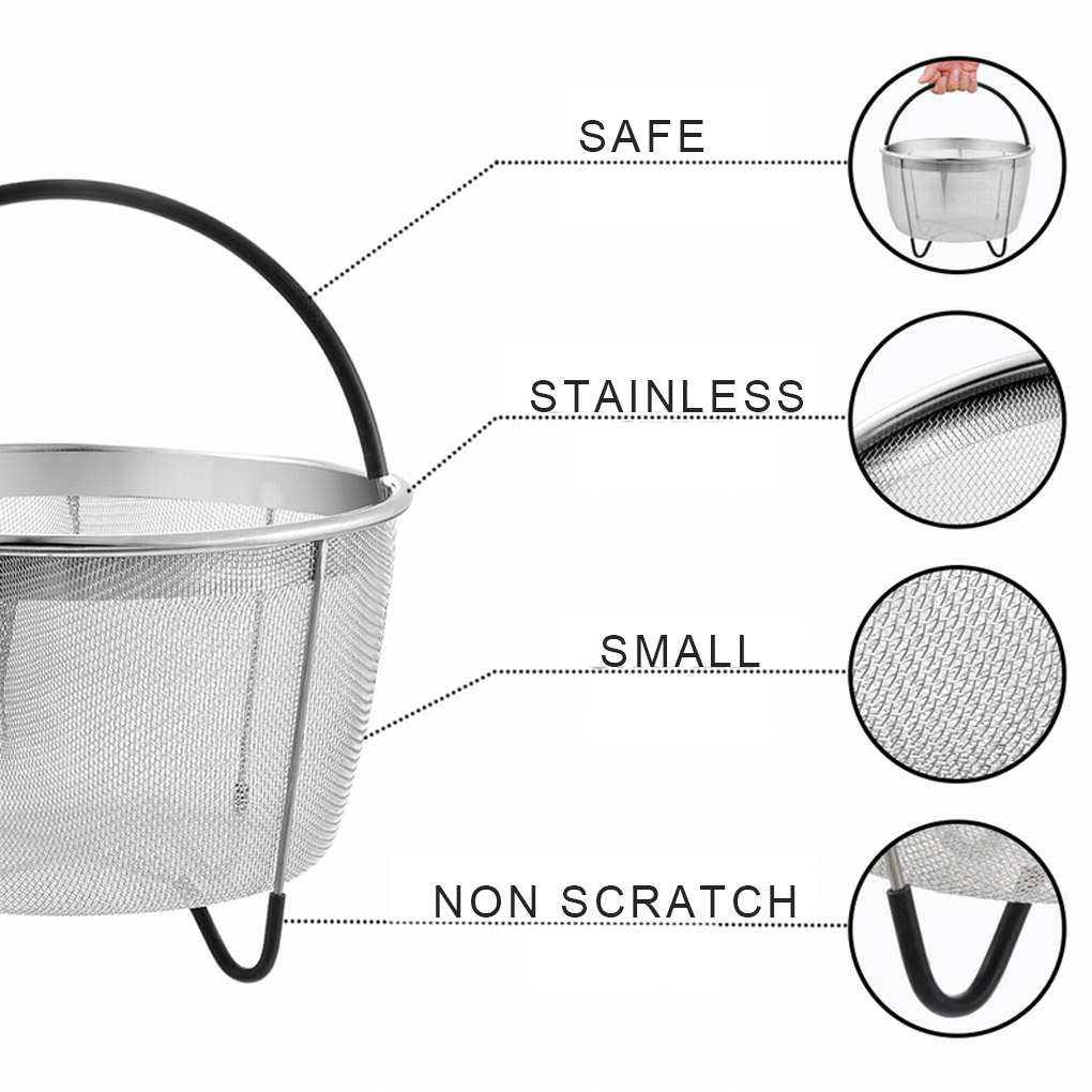 Snelkookpannen Stoomboot Mand Rvs Zeef Stoom Ei Vlees Veggie Insert Dampende Tool