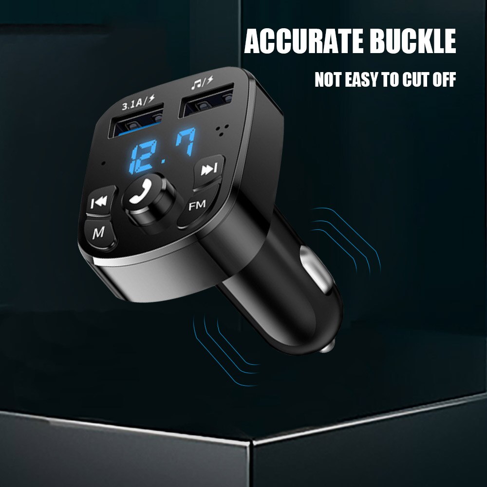 Awtoulag 5.0 FM geçiriji simsiz elsiz ses kabul ediji awtoulag MP3 pleýer USB çalt zarýad beriji Bluetooth bilen gabat gelýän awtoulag enjamlary bluetooth coche