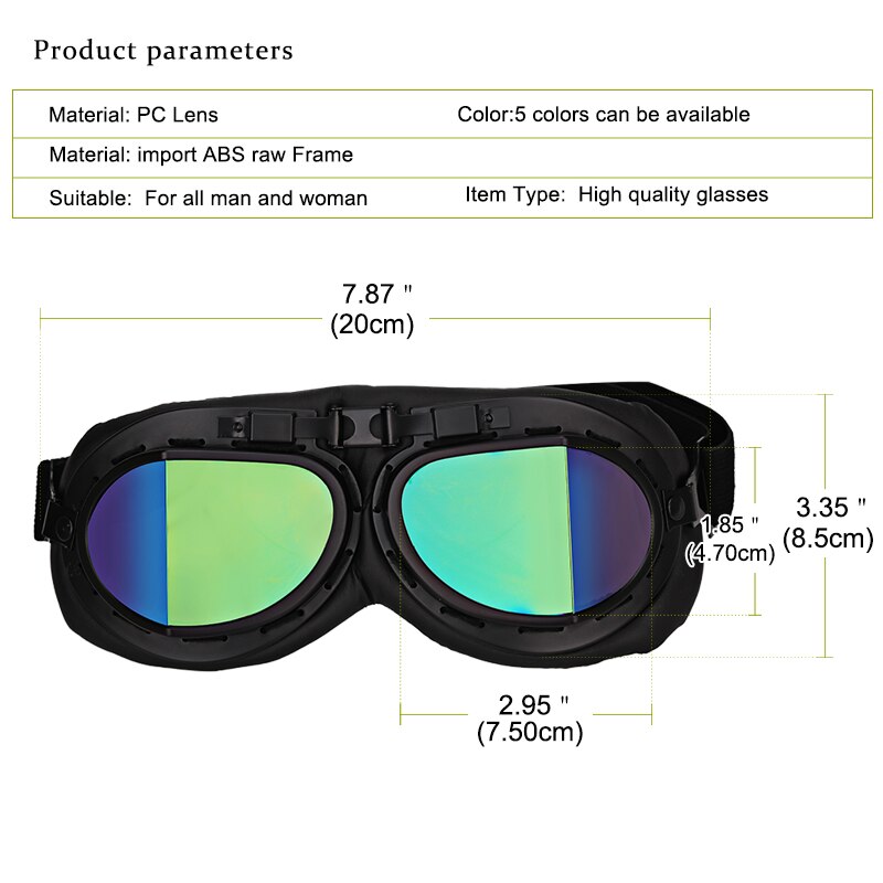Gafas Vintage para motocicleta, lentes de protección para Motocross, monopatín, color negro
