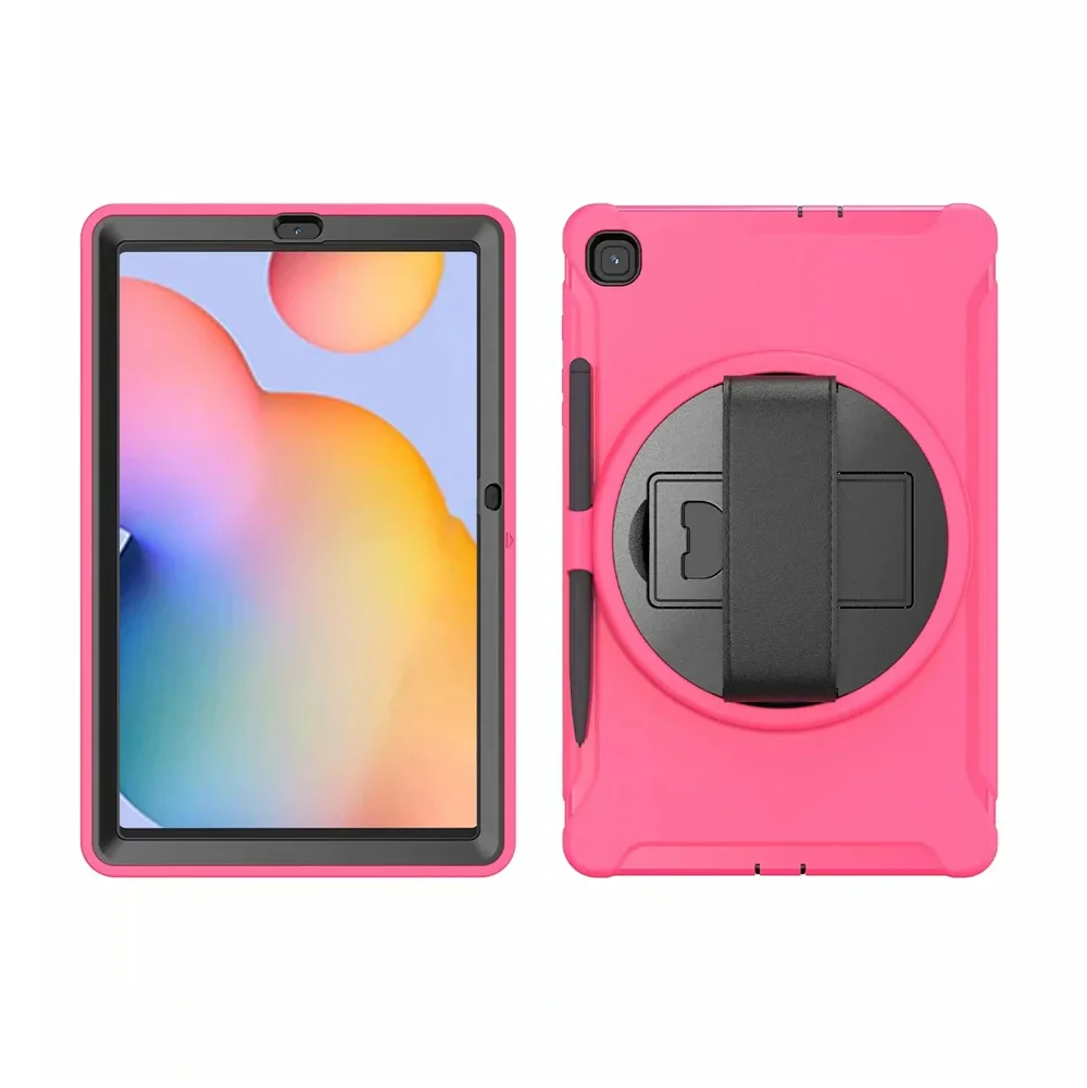 Funda para Samsung Galaxy Tab S 6 S6 Lite 2022 10,4 P610 P615 P613 P619 soporte giratorio para PC Fundas a prueba de golpes para tableta: Ipad pro12.9 / Rojo rosado