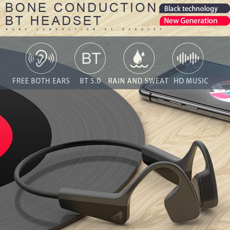 Bone Conduction Headphones - Bluetooth 5.0 Wireless Sport Headset - IP56 Waterproof Stereo with Mic
