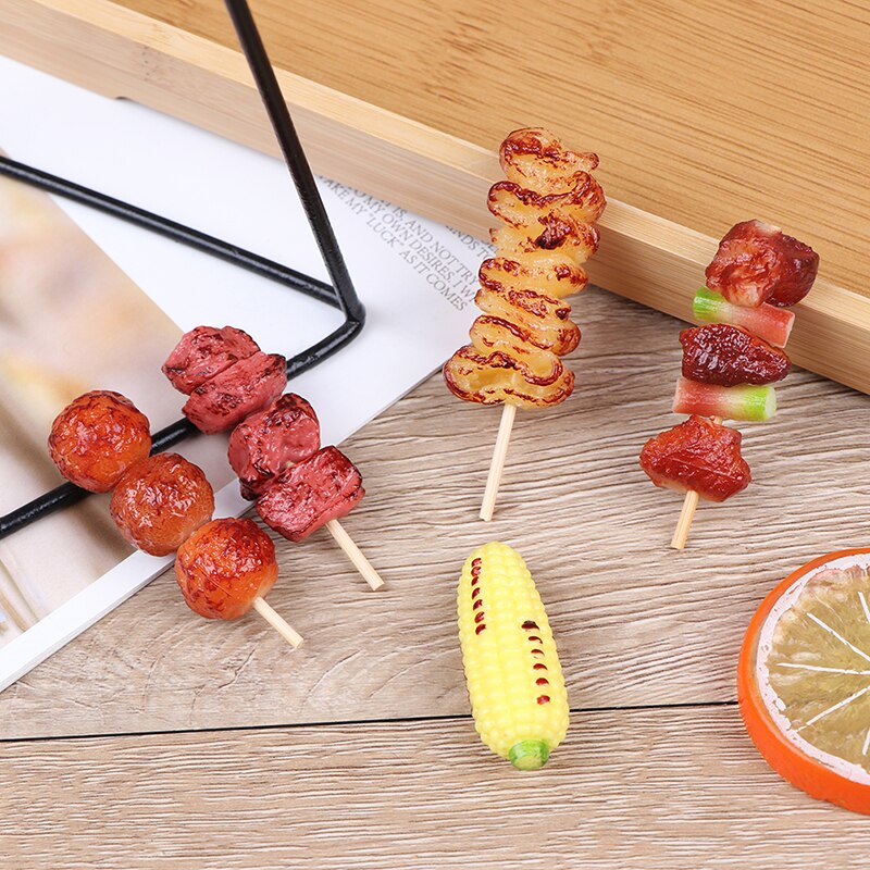 1pc Mini Pretend Play Food Toy Simulation BBQ Miniature For Doll House Kitchen Decoration Crafts Toys For Children