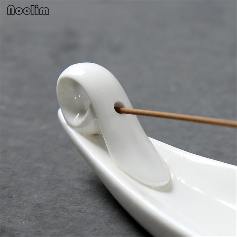 White Porcelain Boat Incense Stick Burner Home Teahouse Office Decor Aromatherapy Ceramic Incense Stick Holder Censer