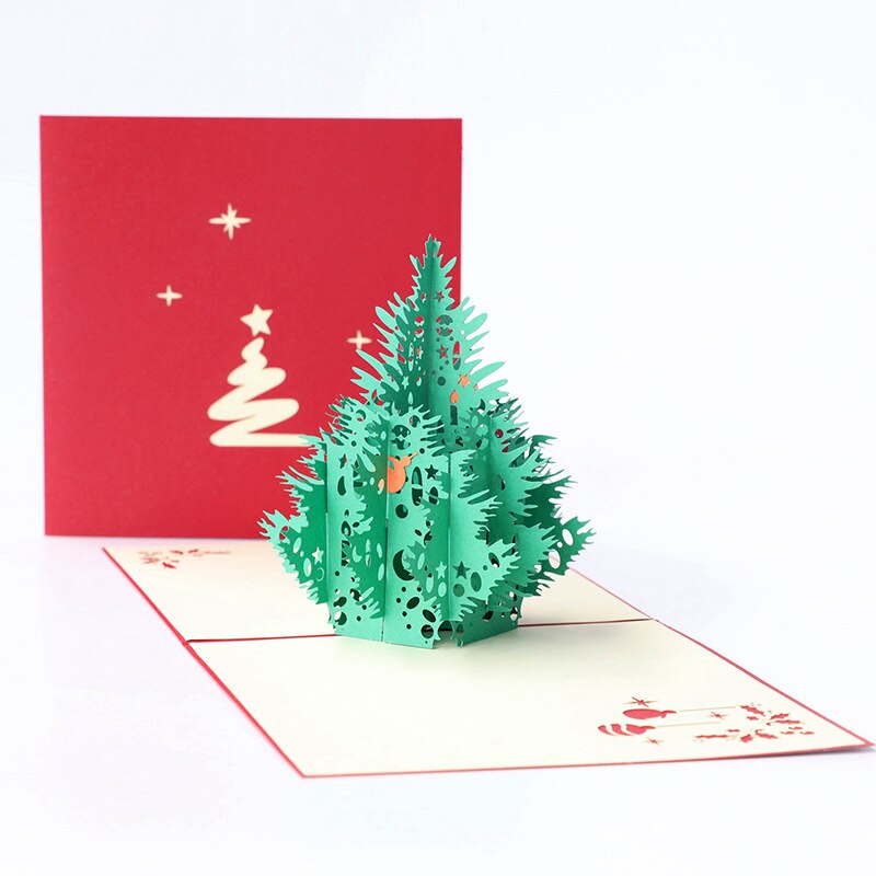 Pop Up 3D Kerstkaart Groeten Decoraties Kerstboom Uitnodigingskaarten Voor Xmas Nieuwjaar Baby