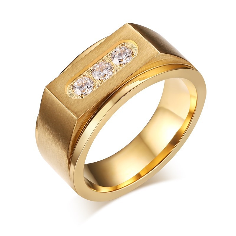 Classic Gold Kleur Zirkoon Mannen Ringen Mode Man Wedding Bands Sieraden Voor Mannelijke Vriend Beste Cadeau: 12