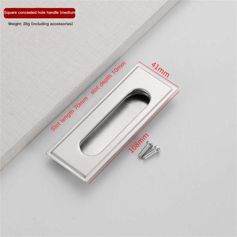 Manijas de puerta de aleación de Zinc, cubierta empotrada al ras, manija de gabinete de suelo, manija de muebles negra plateada, accesorios para el hogar